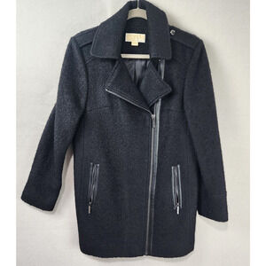 Michael Kors Wool Blend Black Zippered Winter Coat Size 10